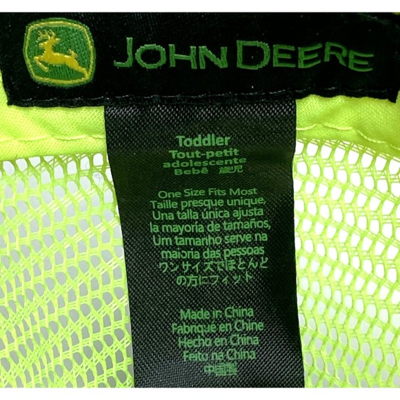 John Deere Toddler Gray Florescent Green Mesh Farmer SnapBack  Adjustable Hat - Picture 8 of 8
